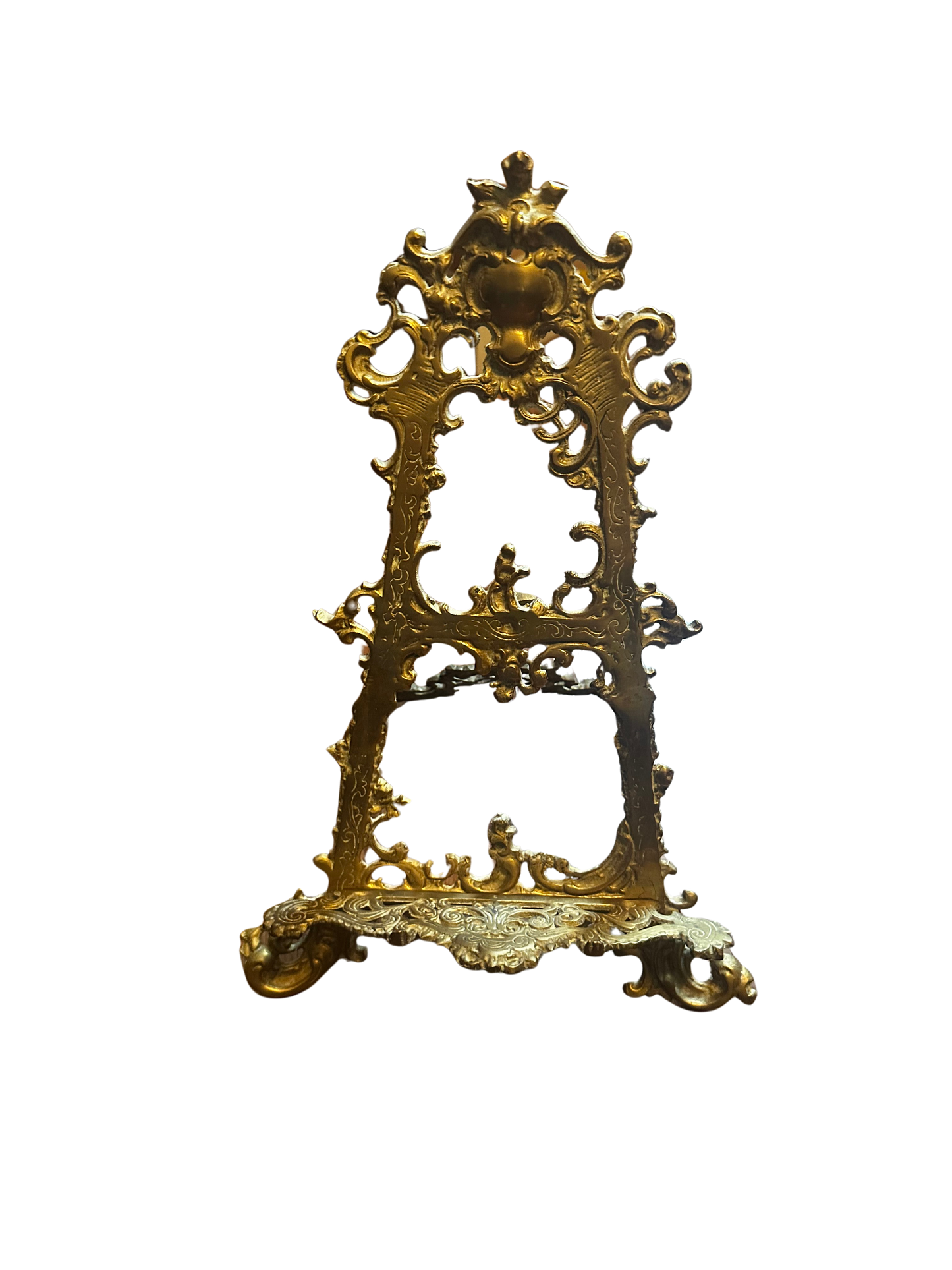 Large Ornate Victorian Rococo Revival Brass Easel