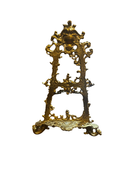 Large Ornate Victorian Rococo Revival Brass Easel