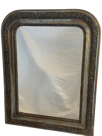 19th-Century French Giltwood Mirror with Carved Foliate Decoration