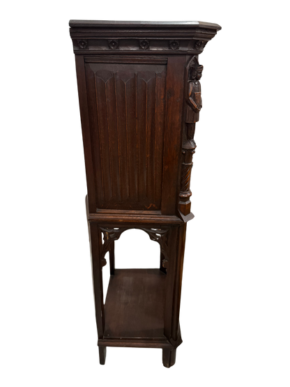 Late 19th Century Gothic Revival Carved Oak Cabinet with Figural Supports