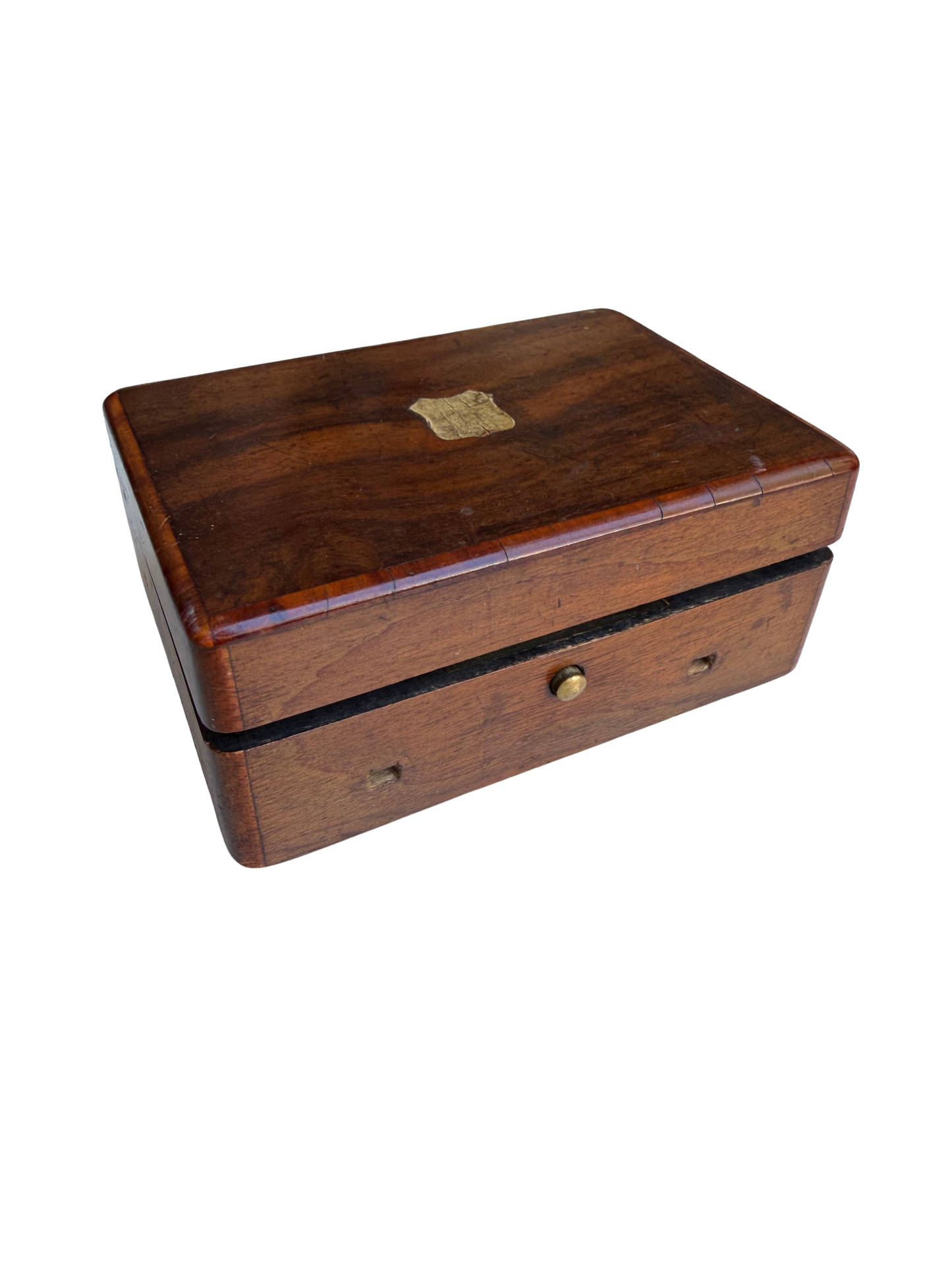 Antique Continental Two-Air Cylinder Music Box Case with Rosewood Veneer and Original Tune Sheet