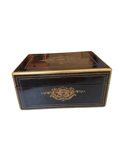 Napoleon III French Boulle-Style Fitted Dressing Case with Minerva Silver Appointments and Monogrammed Cartouche