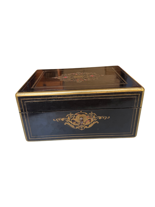 Napoleon III French Boulle-Style Fitted Dressing Case with Minerva Silver Appointments and Monogrammed Cartouche