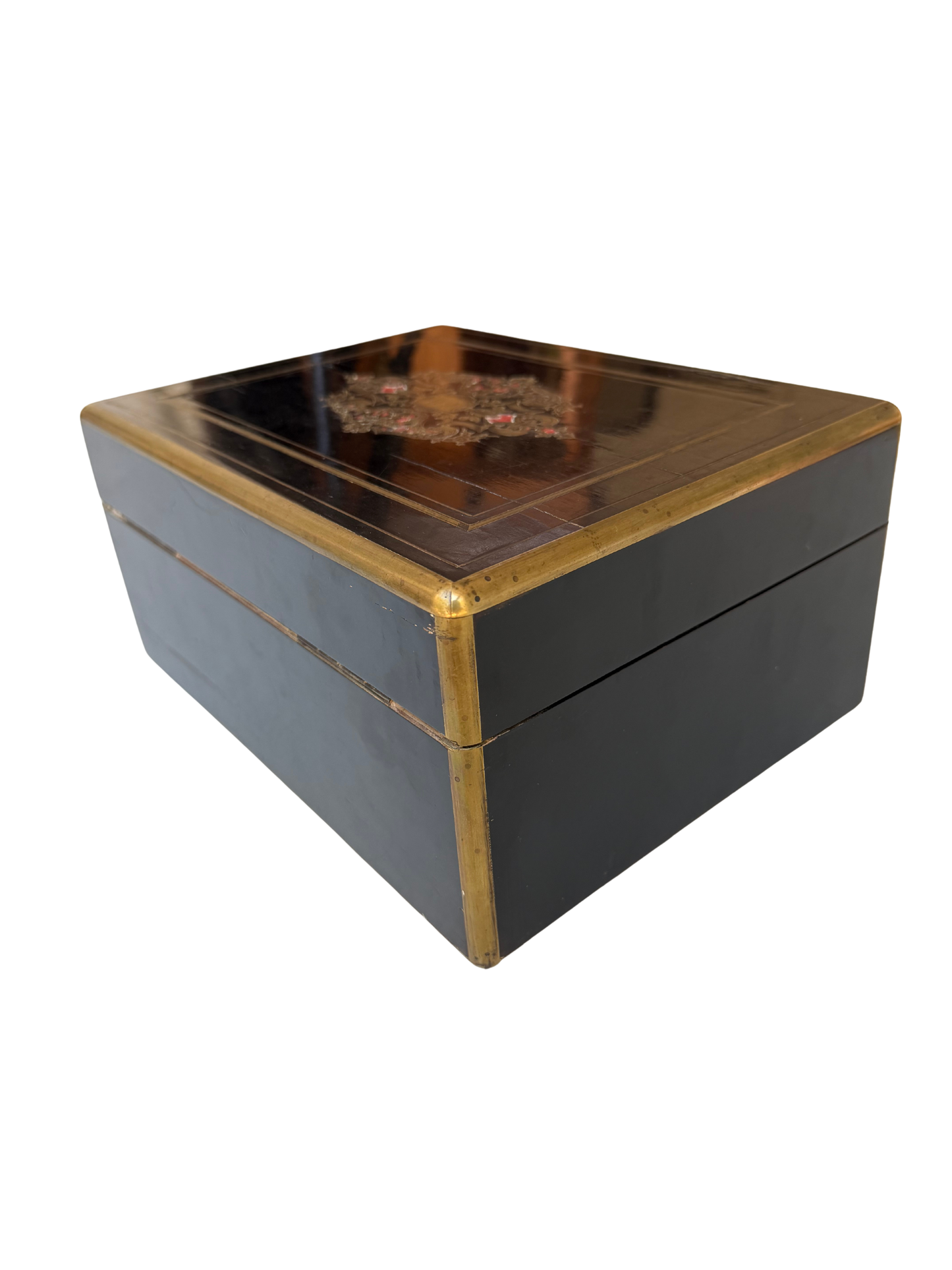 Napoleon III French Boulle-Style Fitted Dressing Case with Minerva Silver Appointments and Monogrammed Cartouche