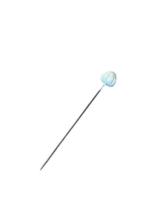 Early 20th C (1900-1920) Painted Glass Hat Pin (Shell Motif)
