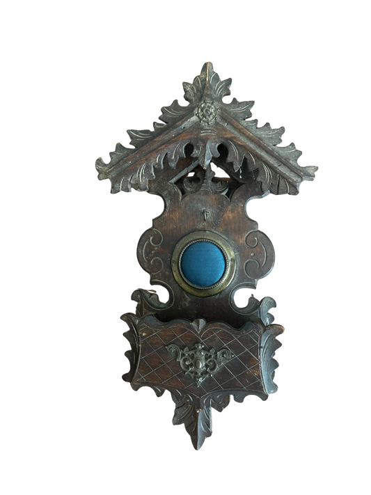 19th Century Carved Black Forest Wall Pocket and Pocket Watch Holder