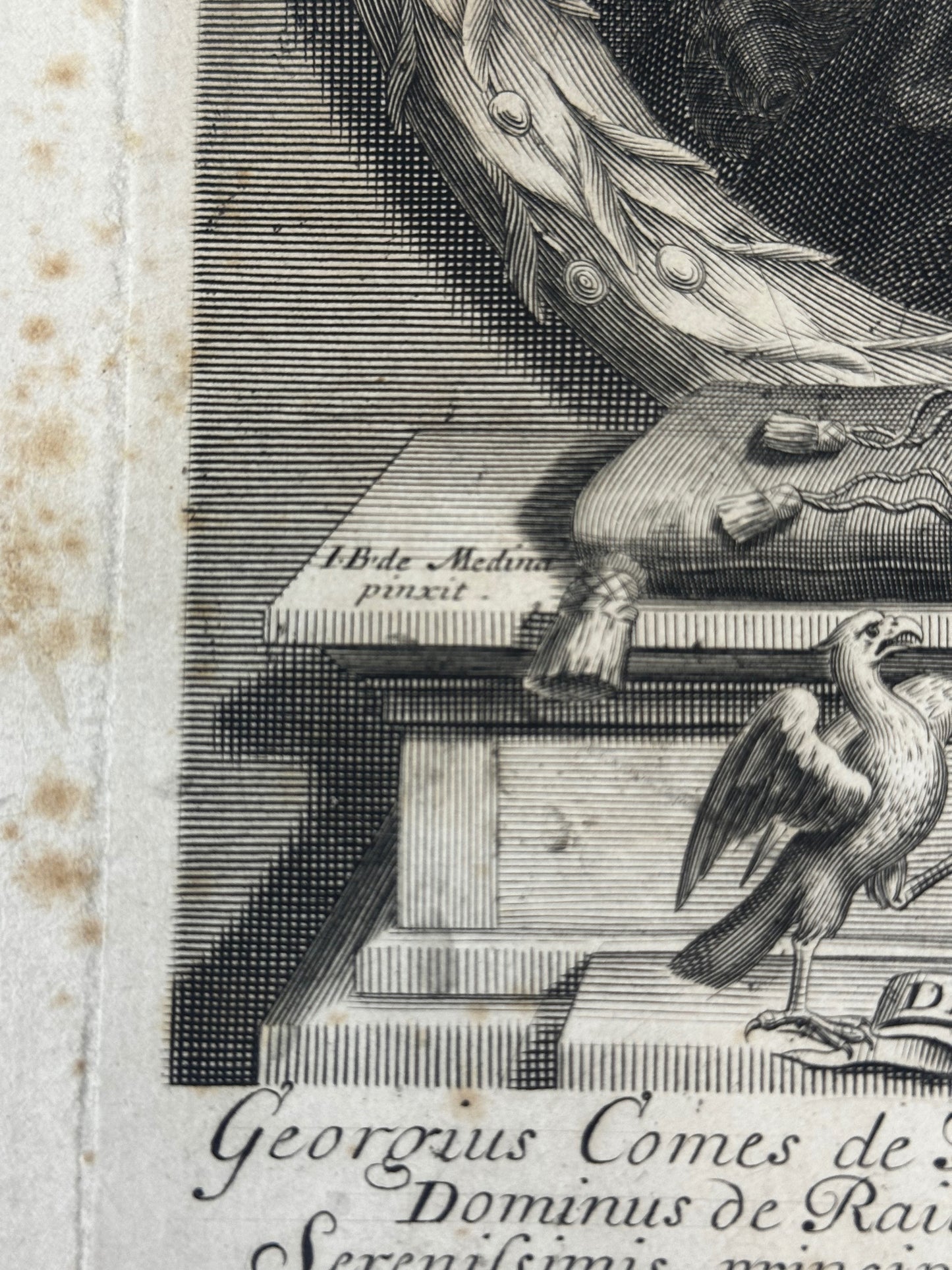 Antique Baroque Engraved Portrait of George Melville, Earl of Melville