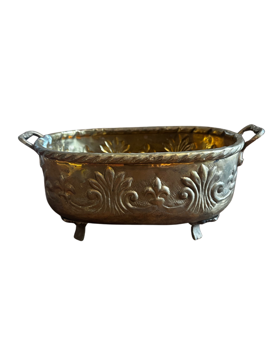 Brass Embossed Oval Planter