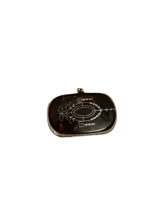 19th C Oval Tortoiseshell and Silver Accordion Coin Purse