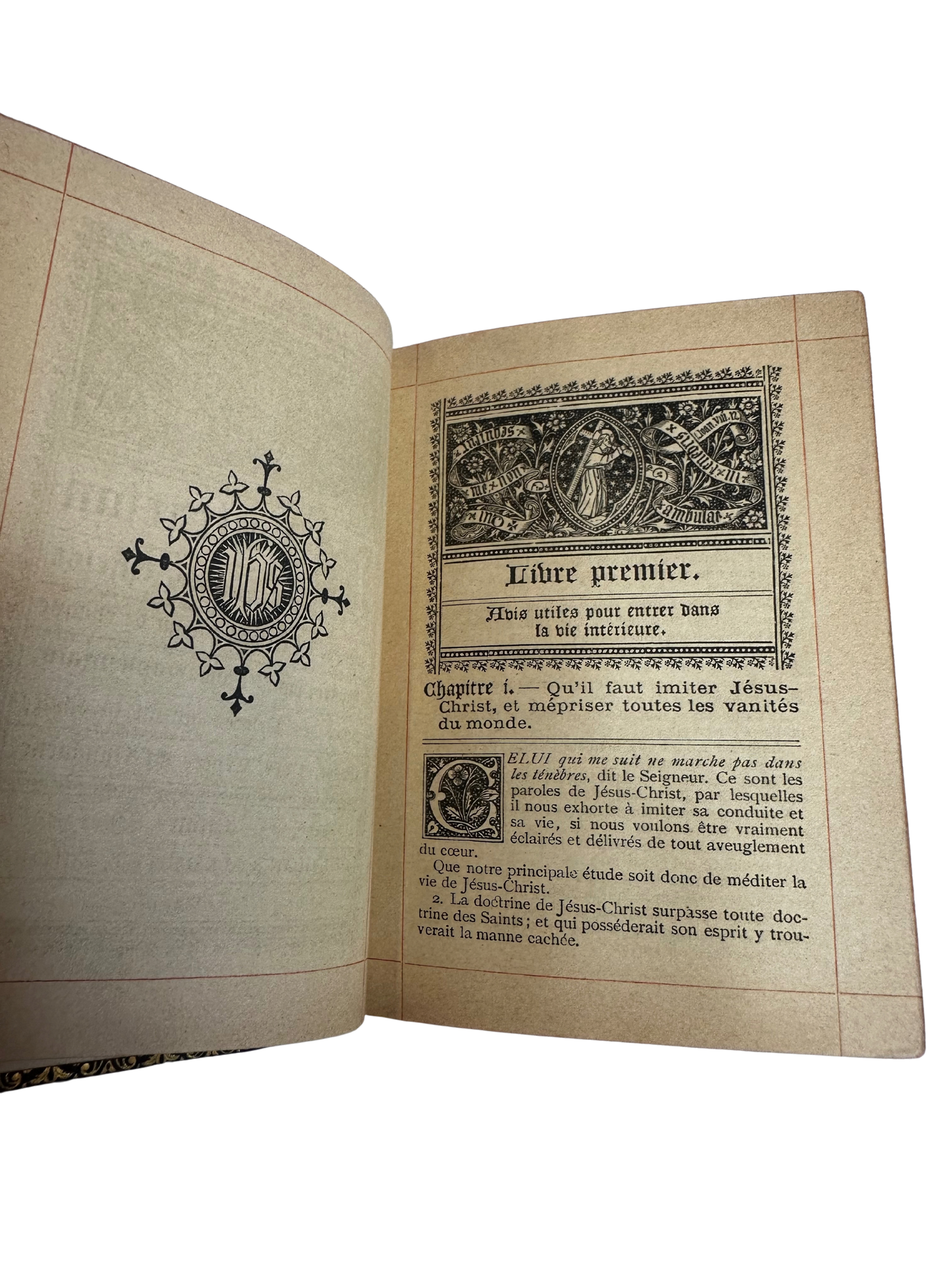 Antique French Leather-Bound Imitation de Jésus-Christ Devotional Book (1889)