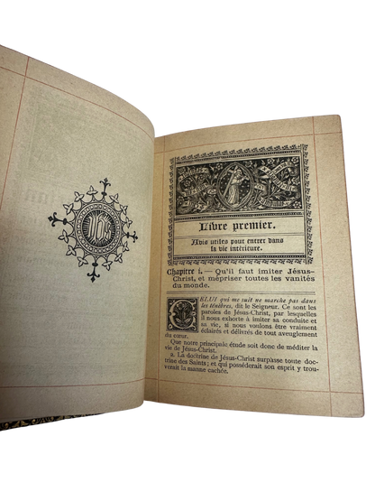 Antique French Leather-Bound Imitation de Jésus-Christ Devotional Book (1889)