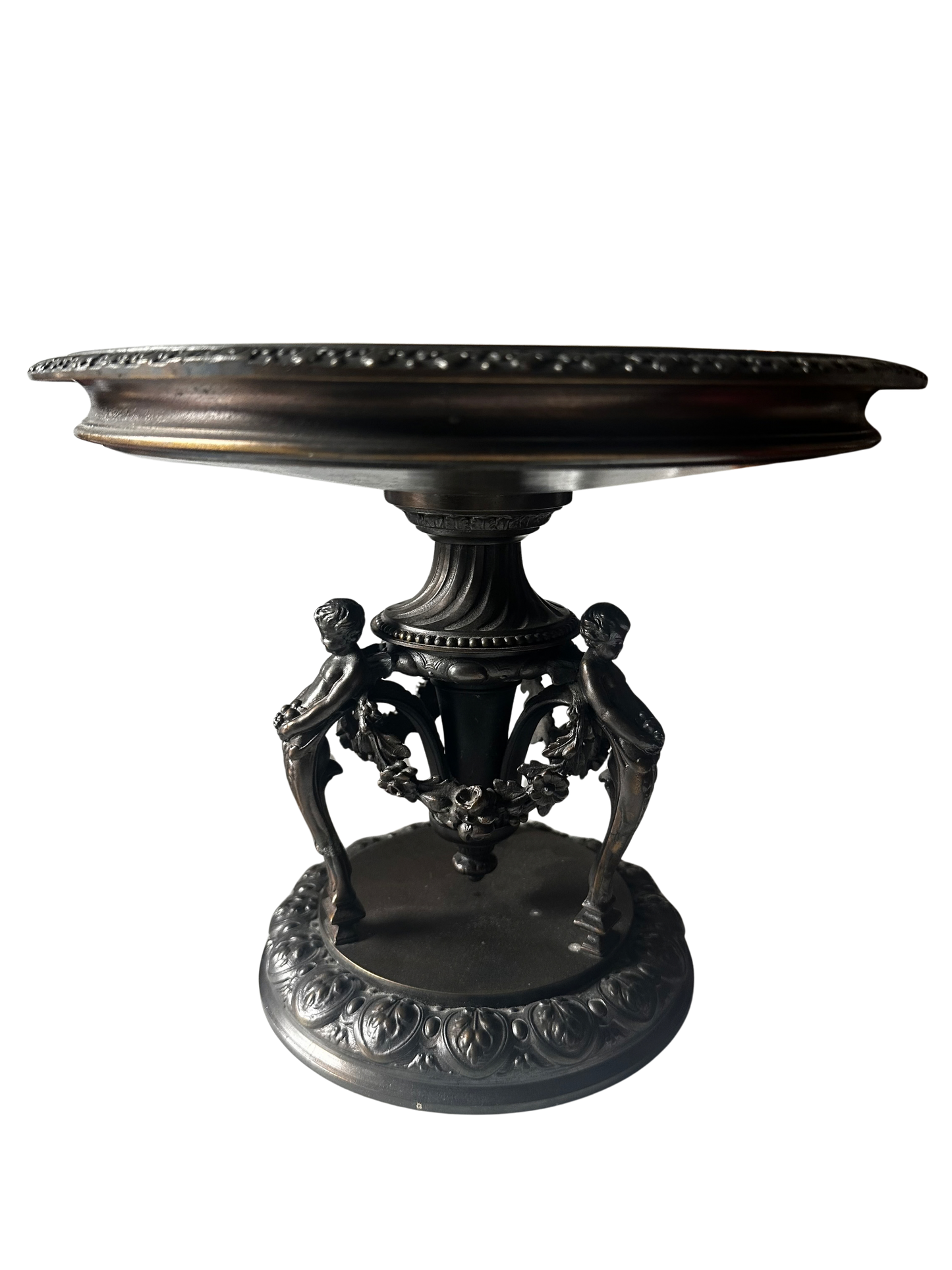 Late 19th C Victorian Figural Bronze Tazza