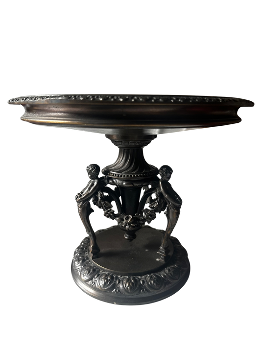 Late 19th C Victorian Figural Bronze Tazza