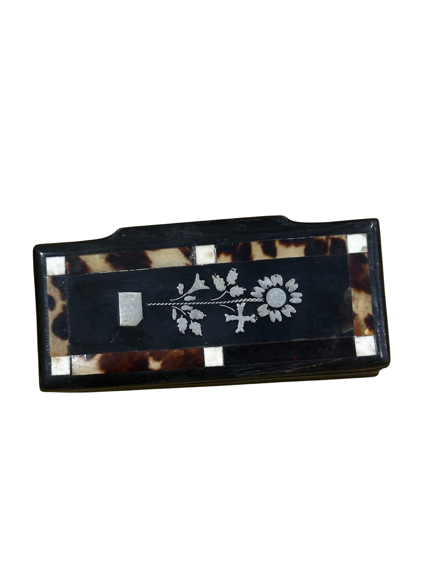 19th C Horn, Silver, and Faux Tortoiseshell Snuff Box