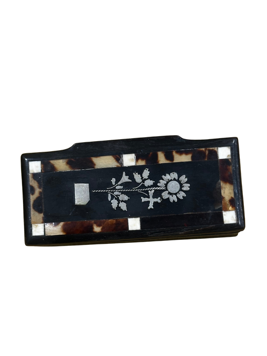 19th C Horn, Silver, and Faux Tortoiseshell Snuff Box