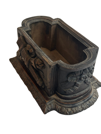 19th Century French Black Forest Style Carved Jardiniere with Musical Motif