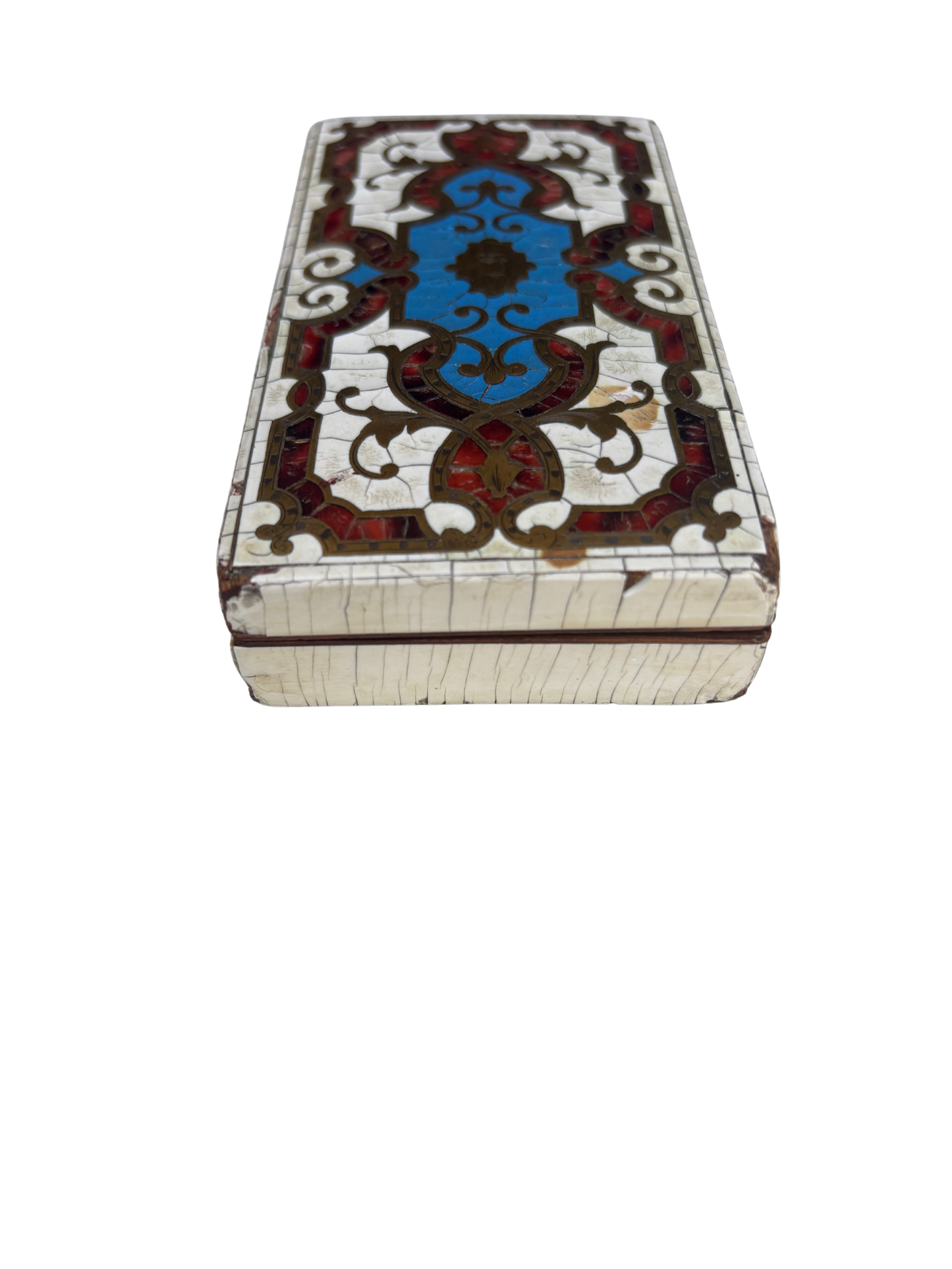 19th Century French Palais Royal Style Tessellated Bone and Tortoiseshell Inlaid Trinket Box