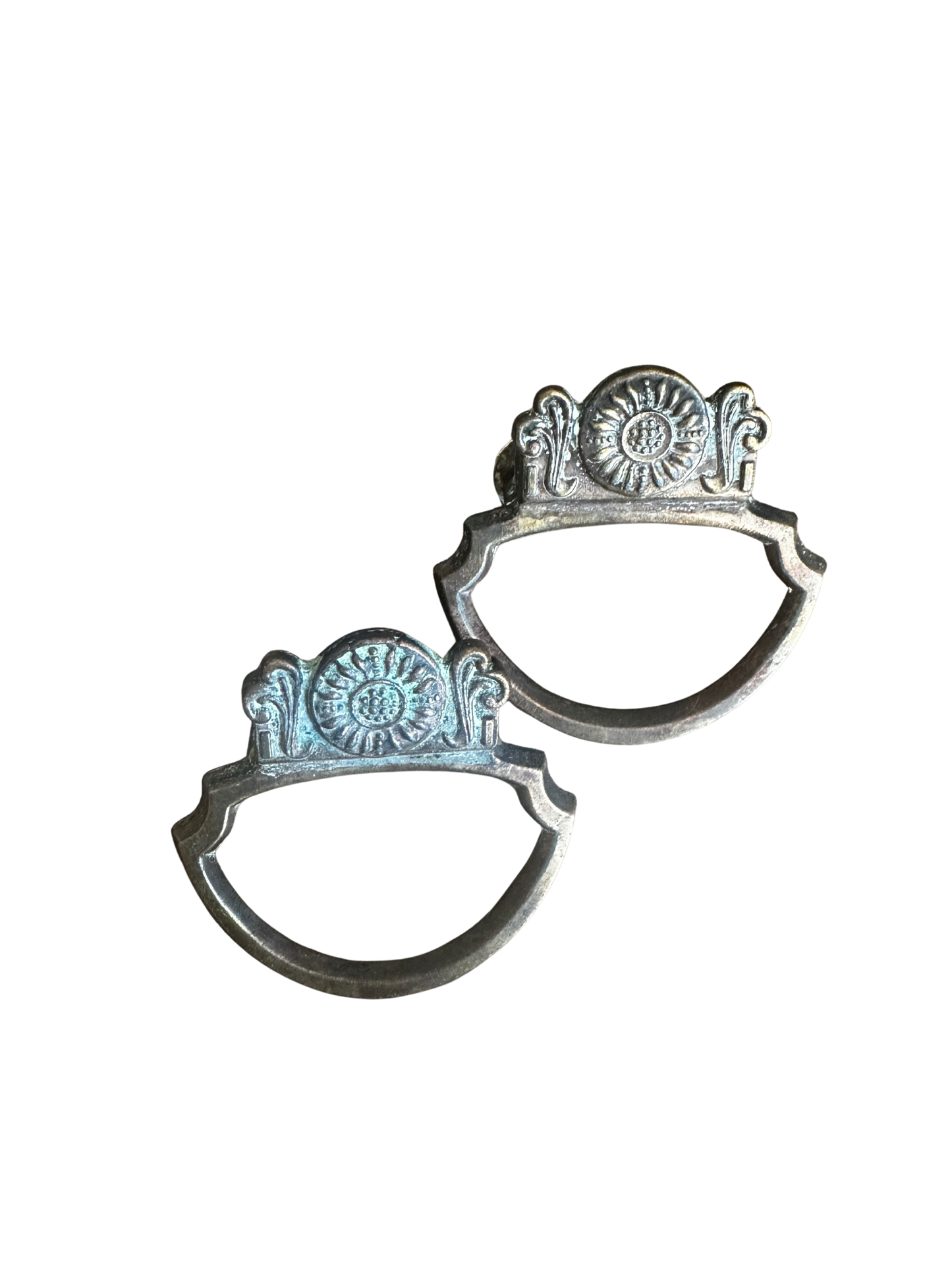 Pair of Drawer Pulls with Medallion in Center