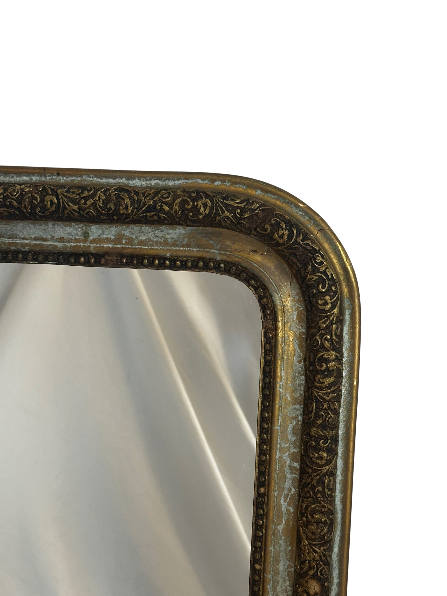 19th-Century French Giltwood Mirror with Carved Foliate Decoration