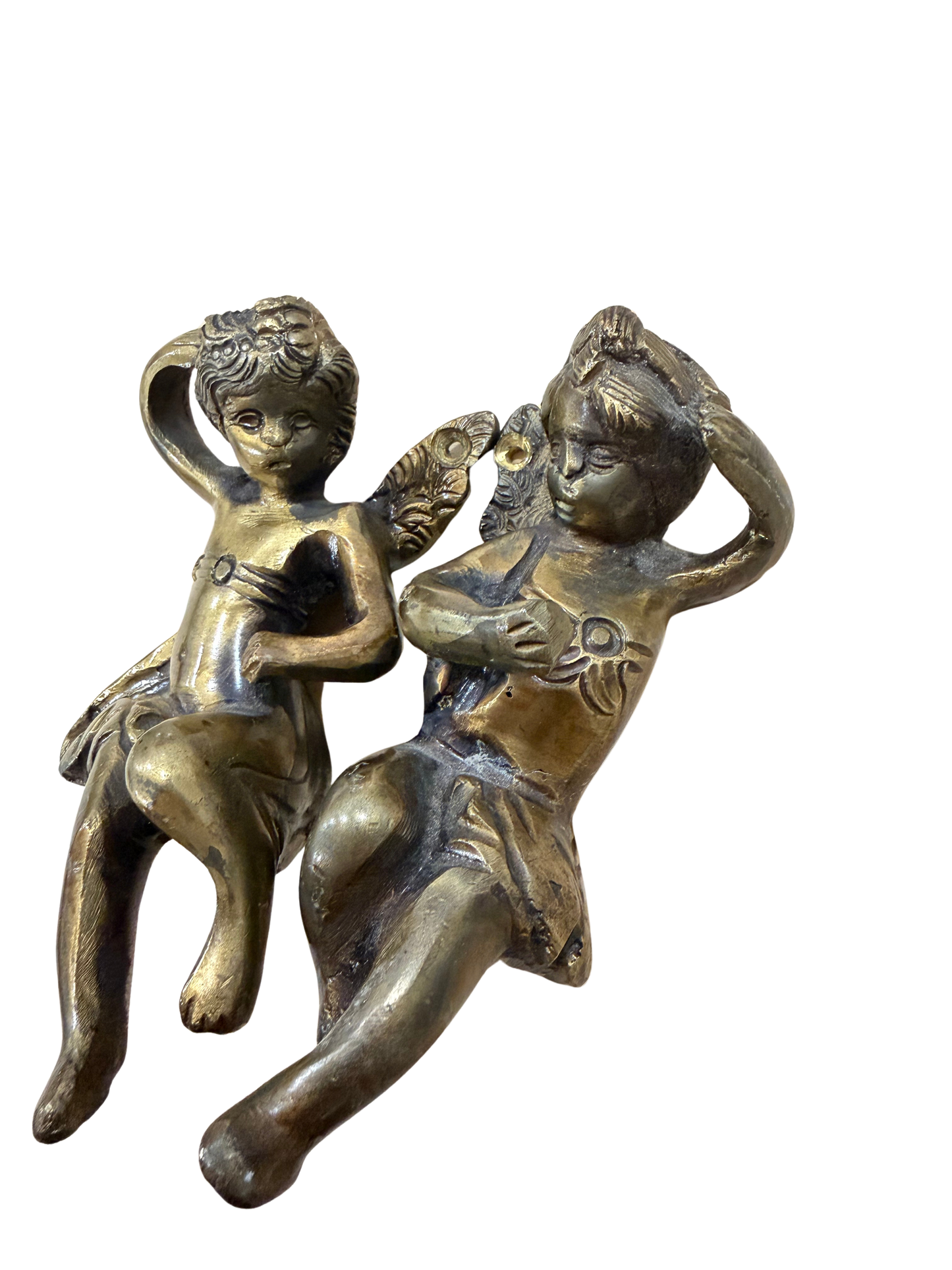 Pair of Gilt Metal Cherub Architectural Mounts or Furniture Ornaments