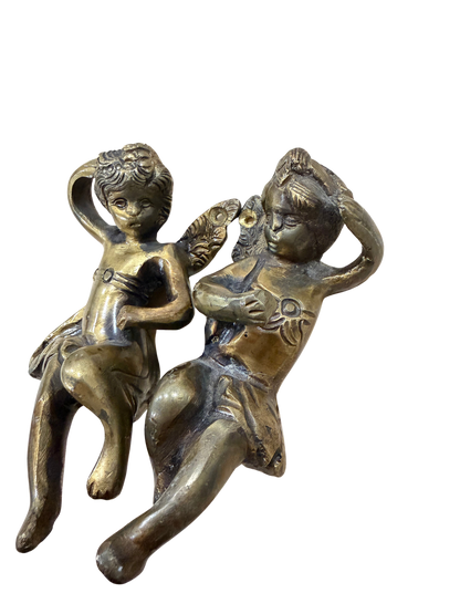 Pair of Gilt Metal Cherub Architectural Mounts or Furniture Ornaments