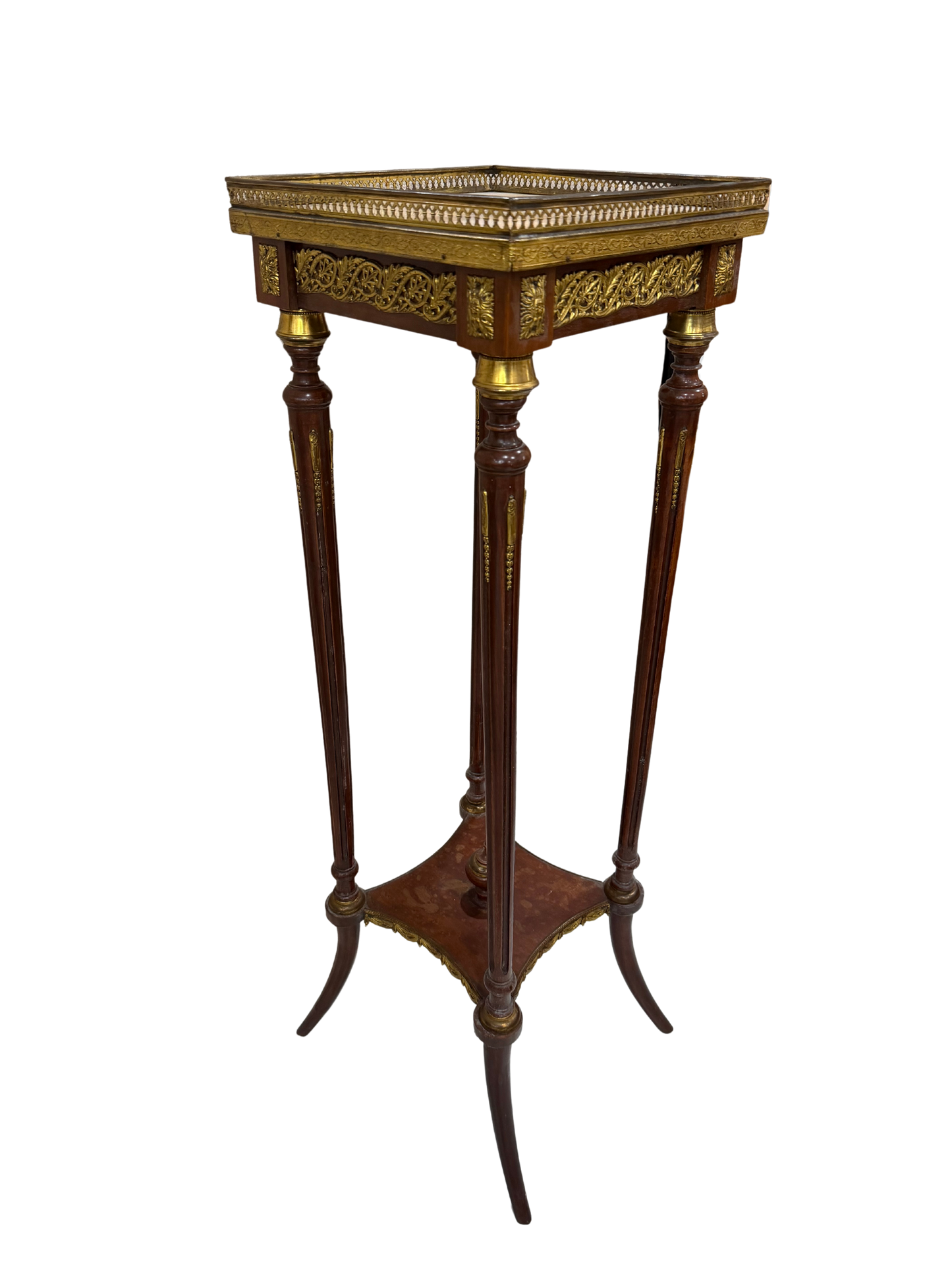 French Louis XVI Style Marble-Top Gueridon / Pedestal Stand with Gilt Bronze Mounts