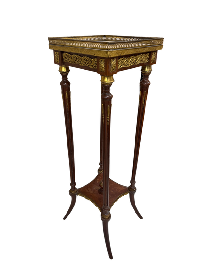 French Louis XVI Style Marble-Top Gueridon / Pedestal Stand with Gilt Bronze Mounts