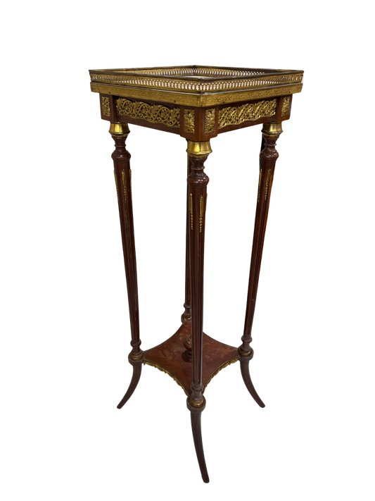 French Louis XVI Style Marble-Top Gueridon / Pedestal Stand with Gilt Bronze Mounts