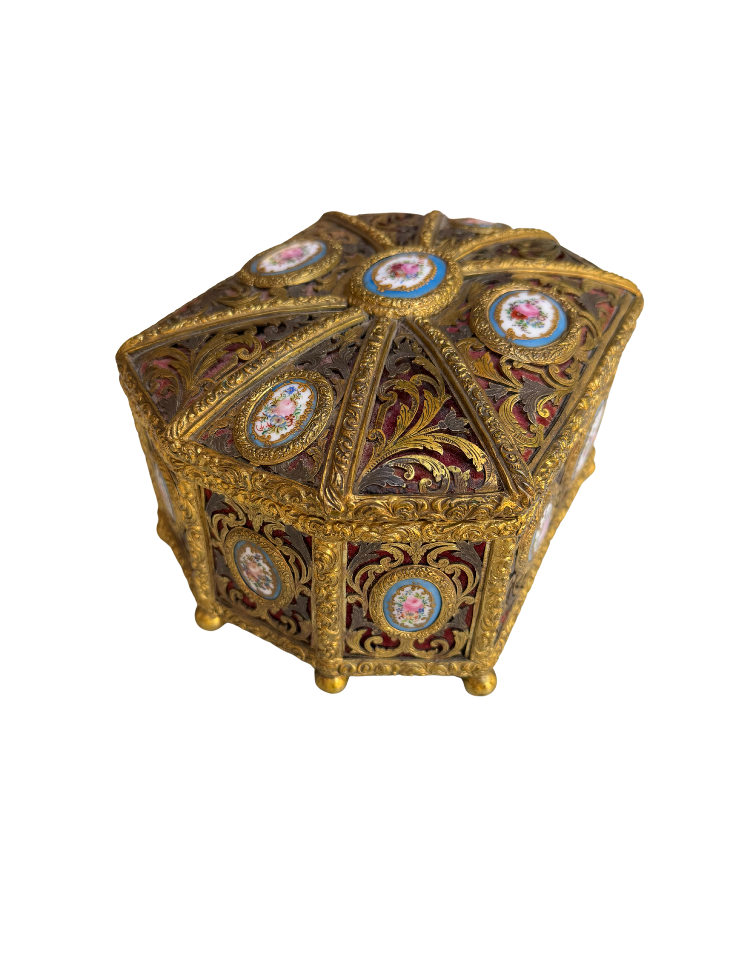 Napoleon III Style Ormolu Jewelry Casket with Sèvres-Style Porcelain Plaques