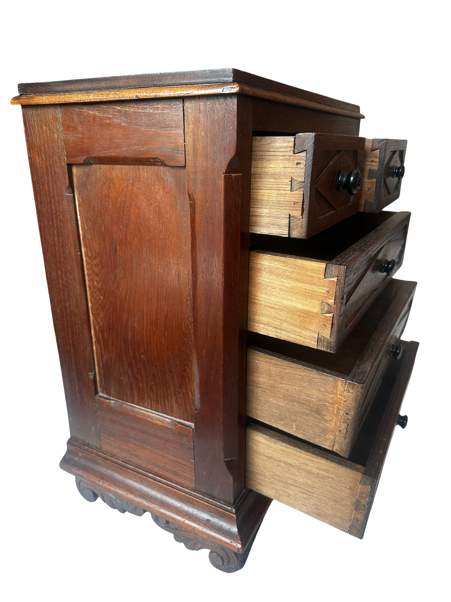 English Carved Table-Top Chest of Drawers