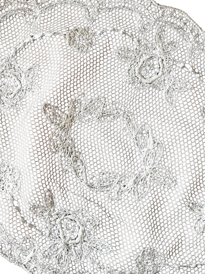 Set of Four Vintage Handmade Lace Doilies with Floral Motifs
