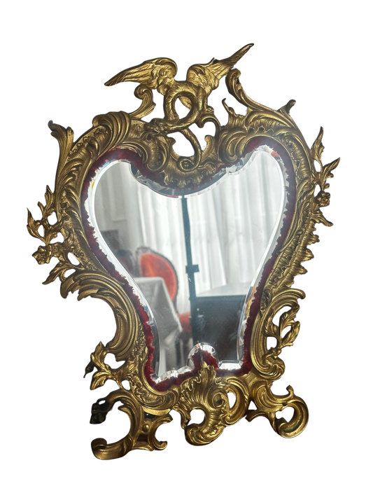 Antique French Table Mirror with Griffin Crest