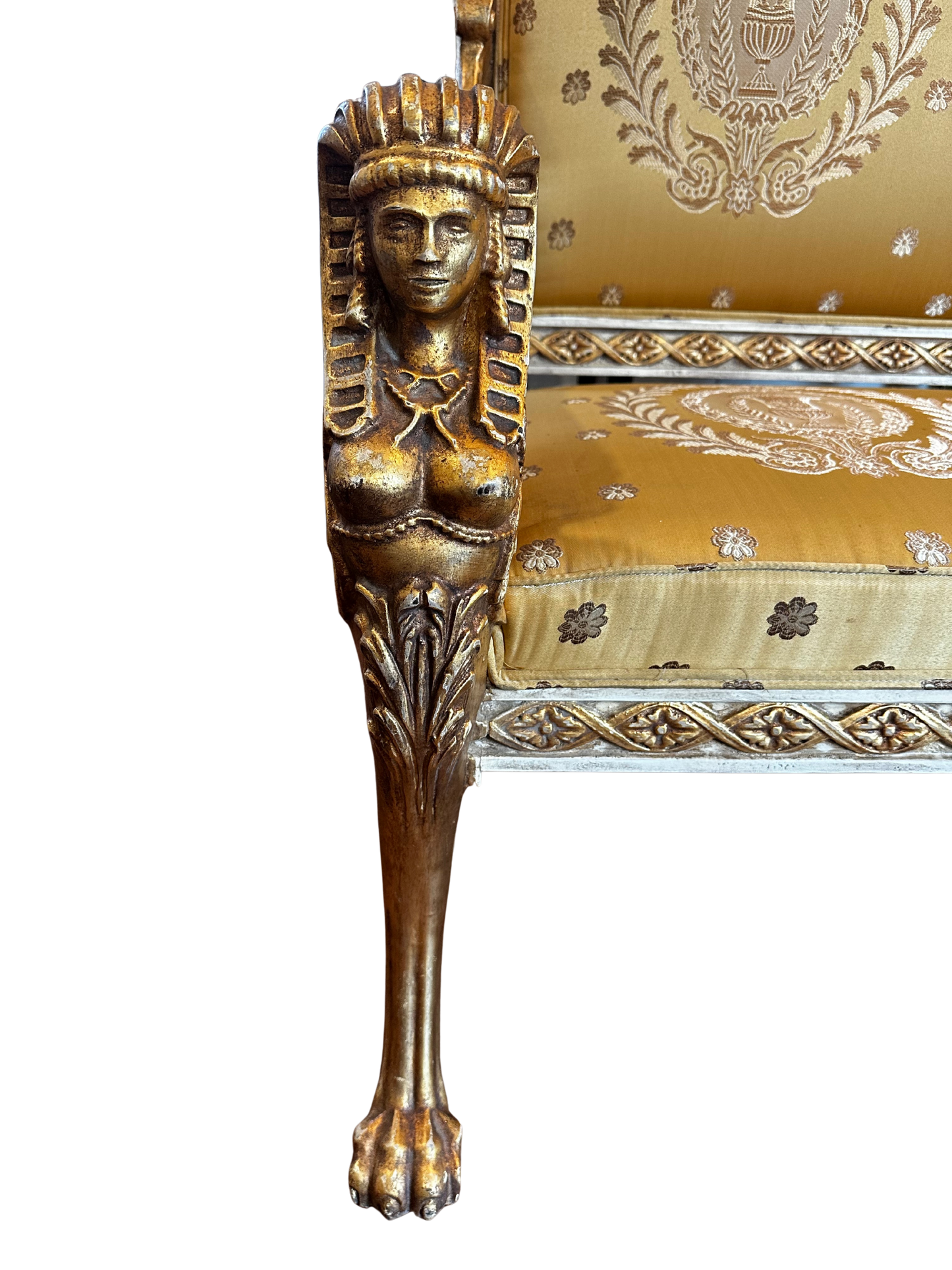 Late 19th / Early 20th C Empire Style Parcel-Gilt and Painted Sofa