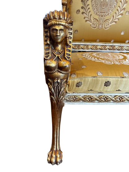 Late 19th / Early 20th C Empire Style Parcel-Gilt and Painted Sofa