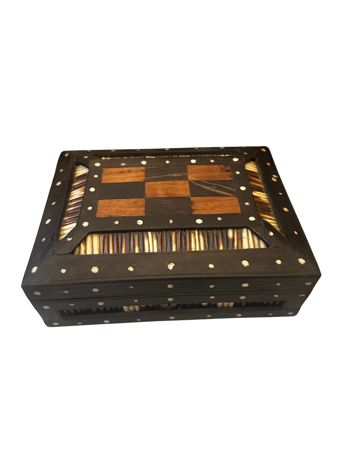 Anglo-Indian Ebony, Porcupine Quill and Parquetry Keepsake Box