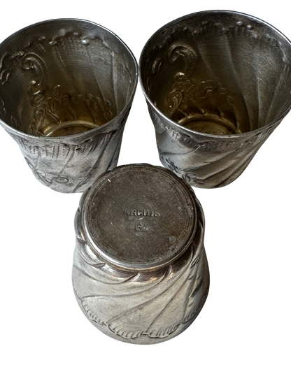 Set of Three ERCUIS French Silver Digestif Cups / Shot Glasses