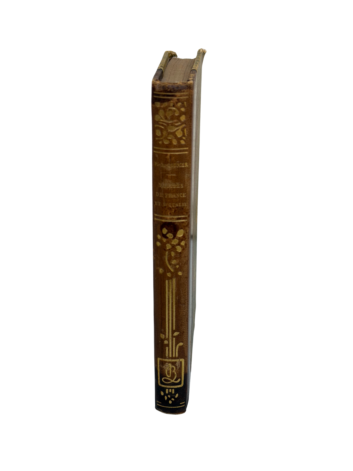 Antique French Paul-Louis Courier Lettres écrites de France et d’Italie — Bibliothèque Larousse, Decorative Gilt Binding