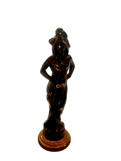 Art Nouveau–Style Gilt Bronze Wax Seal with Female Figure and Monogram