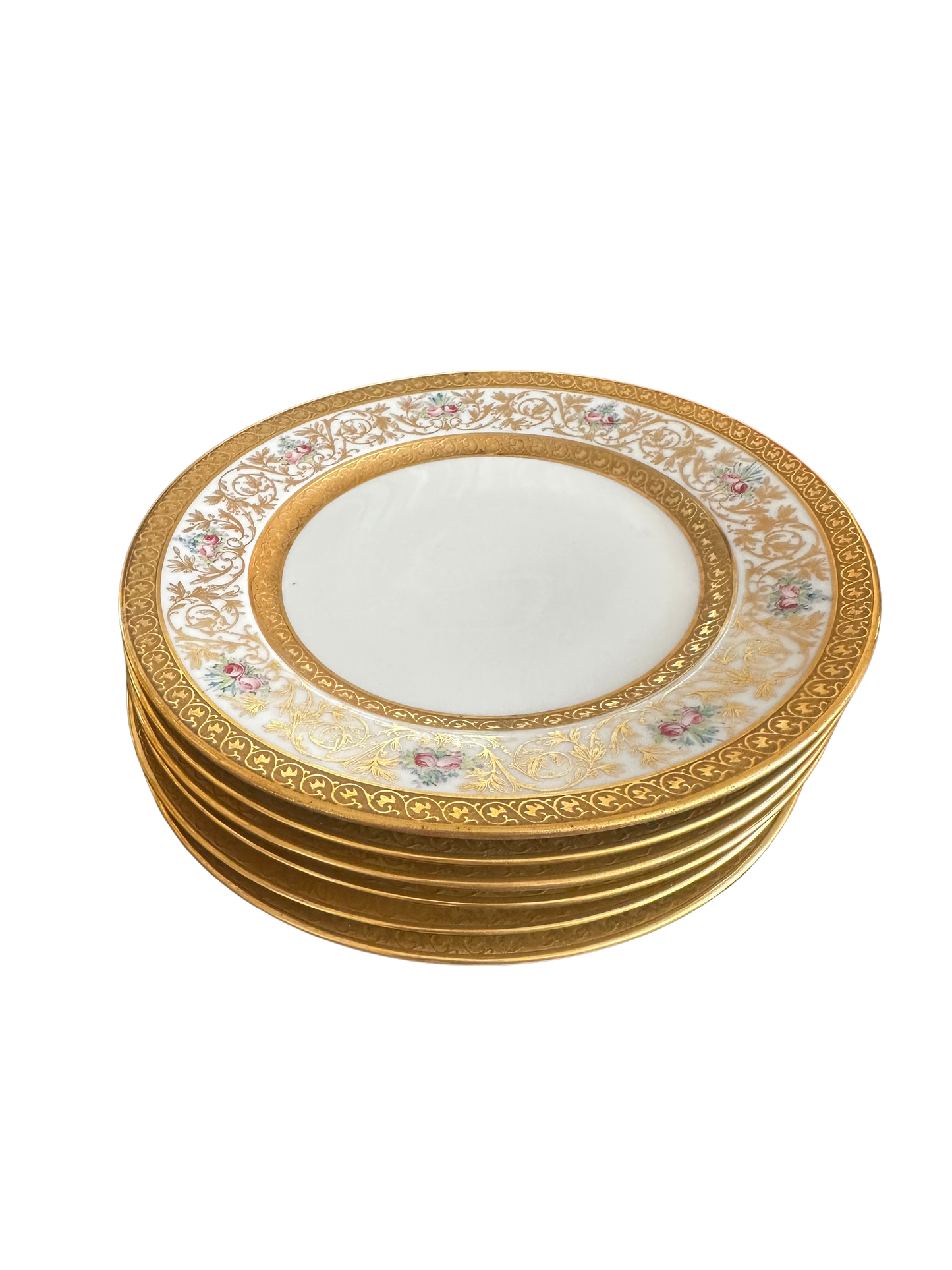 Set of Six Antique Limoges Porcelain Dessert Plates by Wm. Guérin and Co.