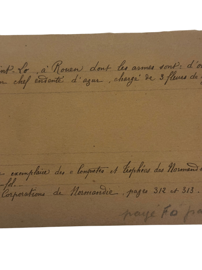 Antique French Collector’s Identification Note for Norman Ex Libris (Priory of Saint-Lô, Rouen)