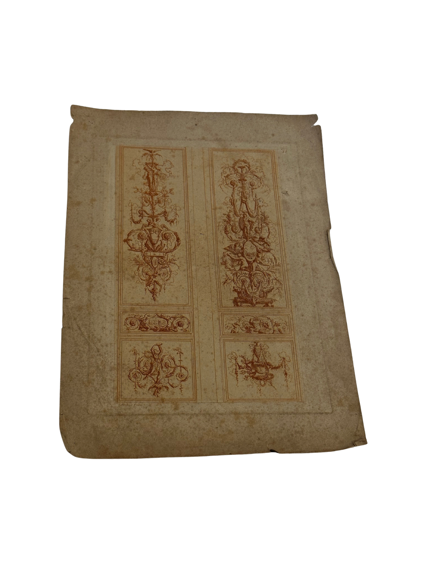 18th-Century French Ornamental Panel Engraving by Salembier