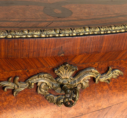 Stamped Paul Sormani Paris Louis XV Style Marquetry Vanity / Dressing Table with Mirror