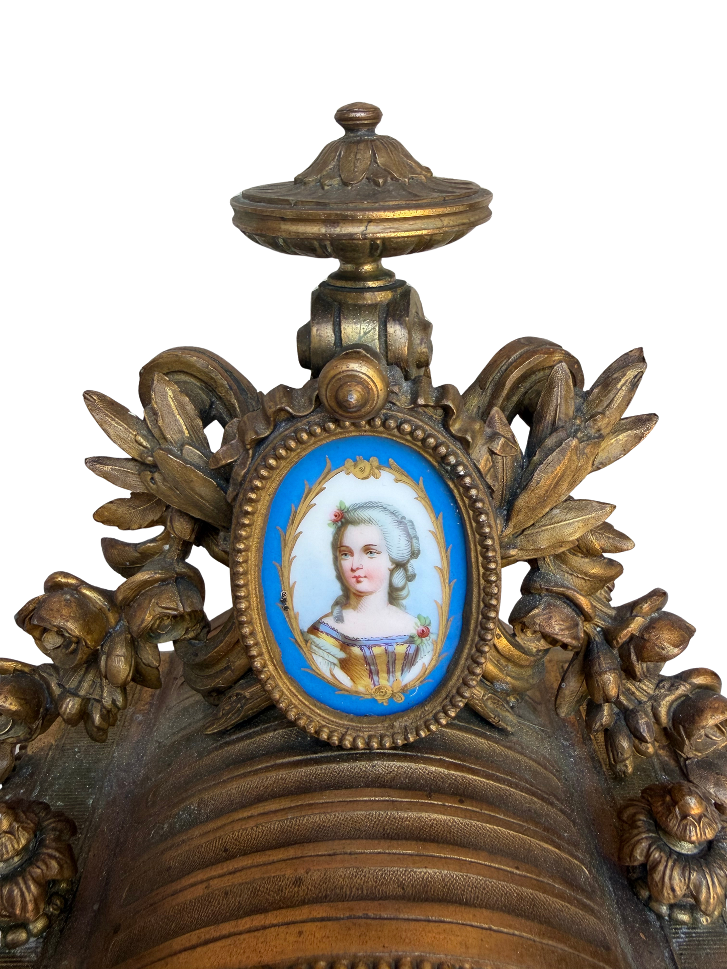 French Louis XVI Style Japy Frères Porcelain and Gilt Bronze Mantel Clock