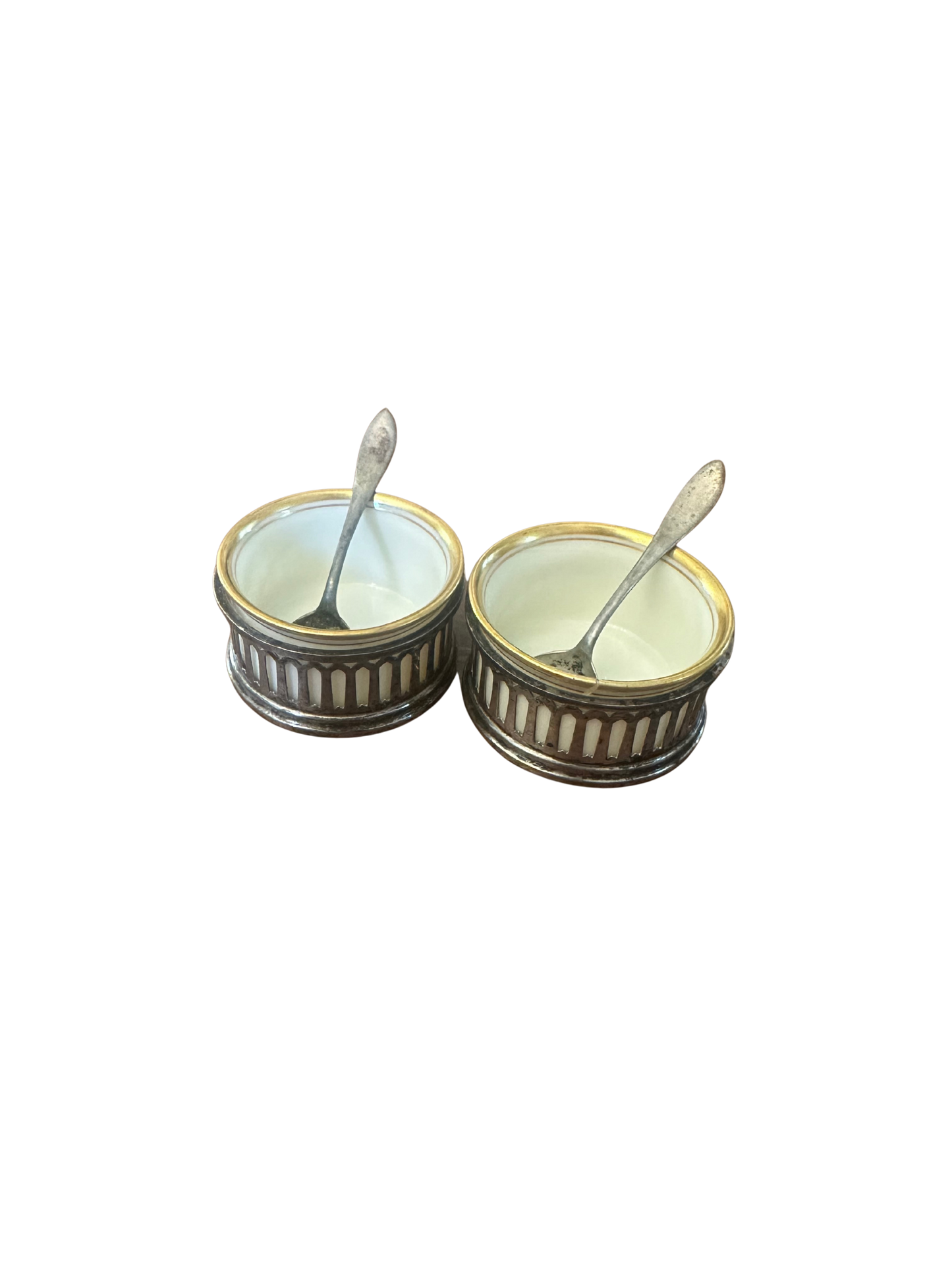 Two Sterling Silver Salt Cellars - Lenox and R Wallace & Sons Collaboration with Newburyport Silver Co Spoons