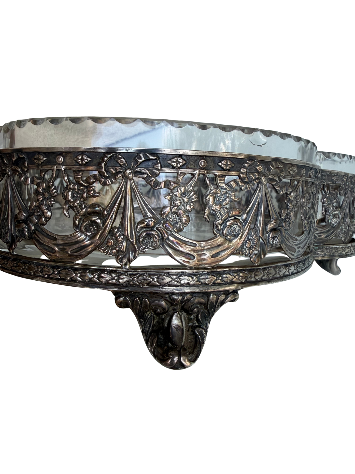 Wiskemann Silver-Plated Mounted Crystal Centerpiece Bowl / Jardinière