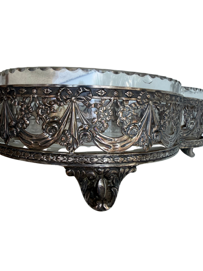 Wiskemann Silver-Plated Mounted Crystal Centerpiece Bowl / Jardinière