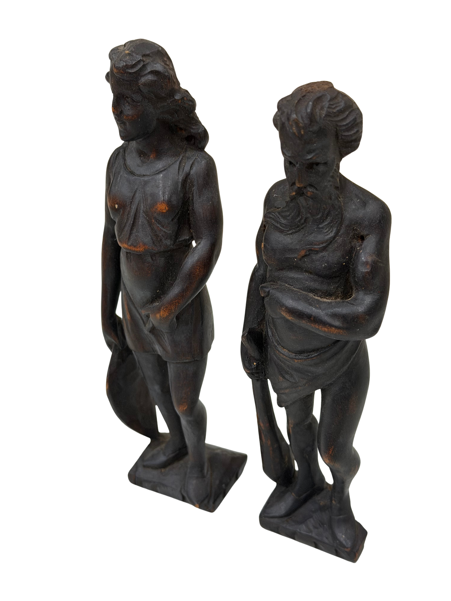 Pair of Antique Grand Tour Style Classical Figural Sculptures (Male &amp; Female)