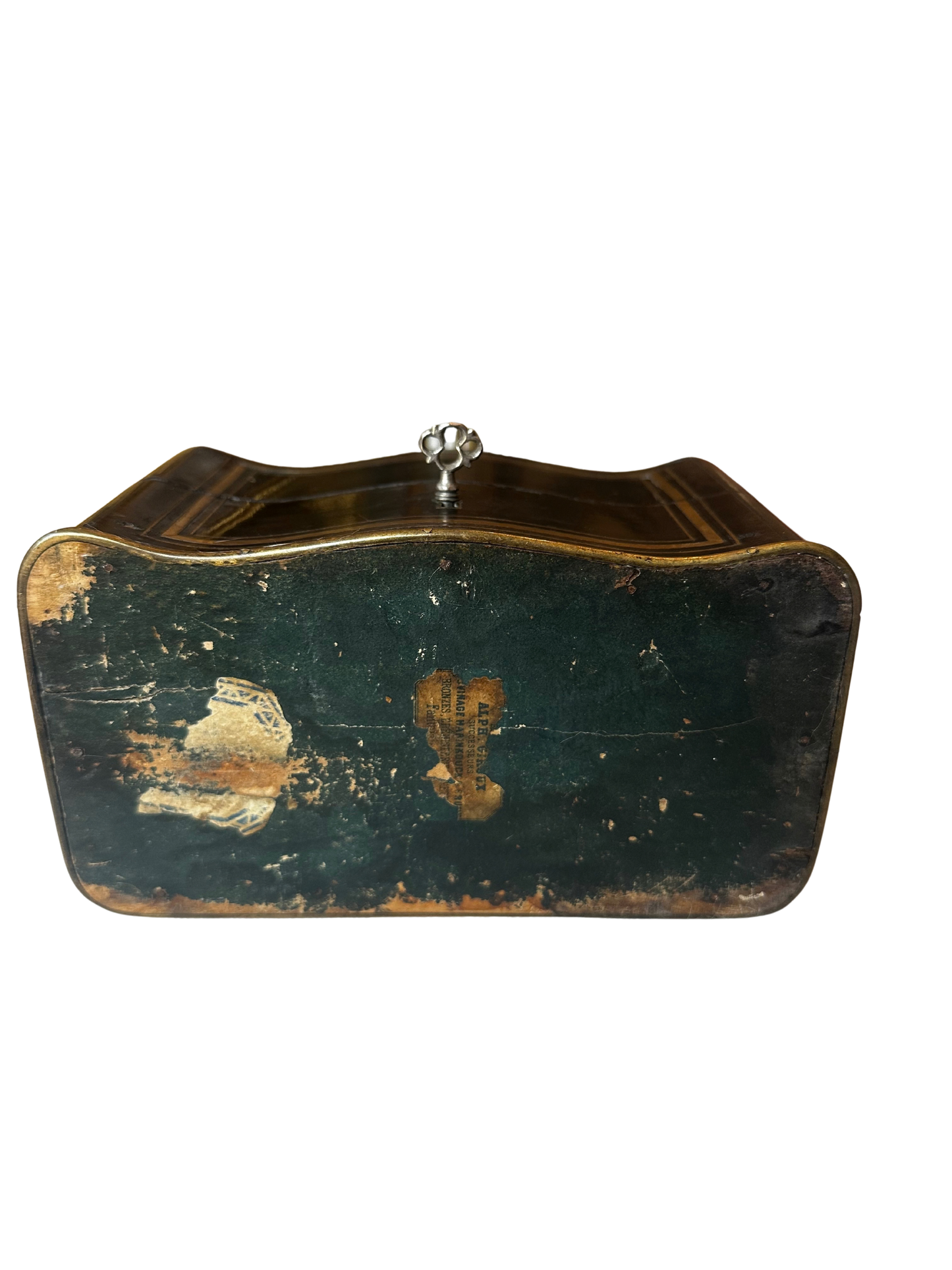 Napoléon III Ebonized Wood Perfume Casket with Painted Floral Plaque and Two Crystal Bottles