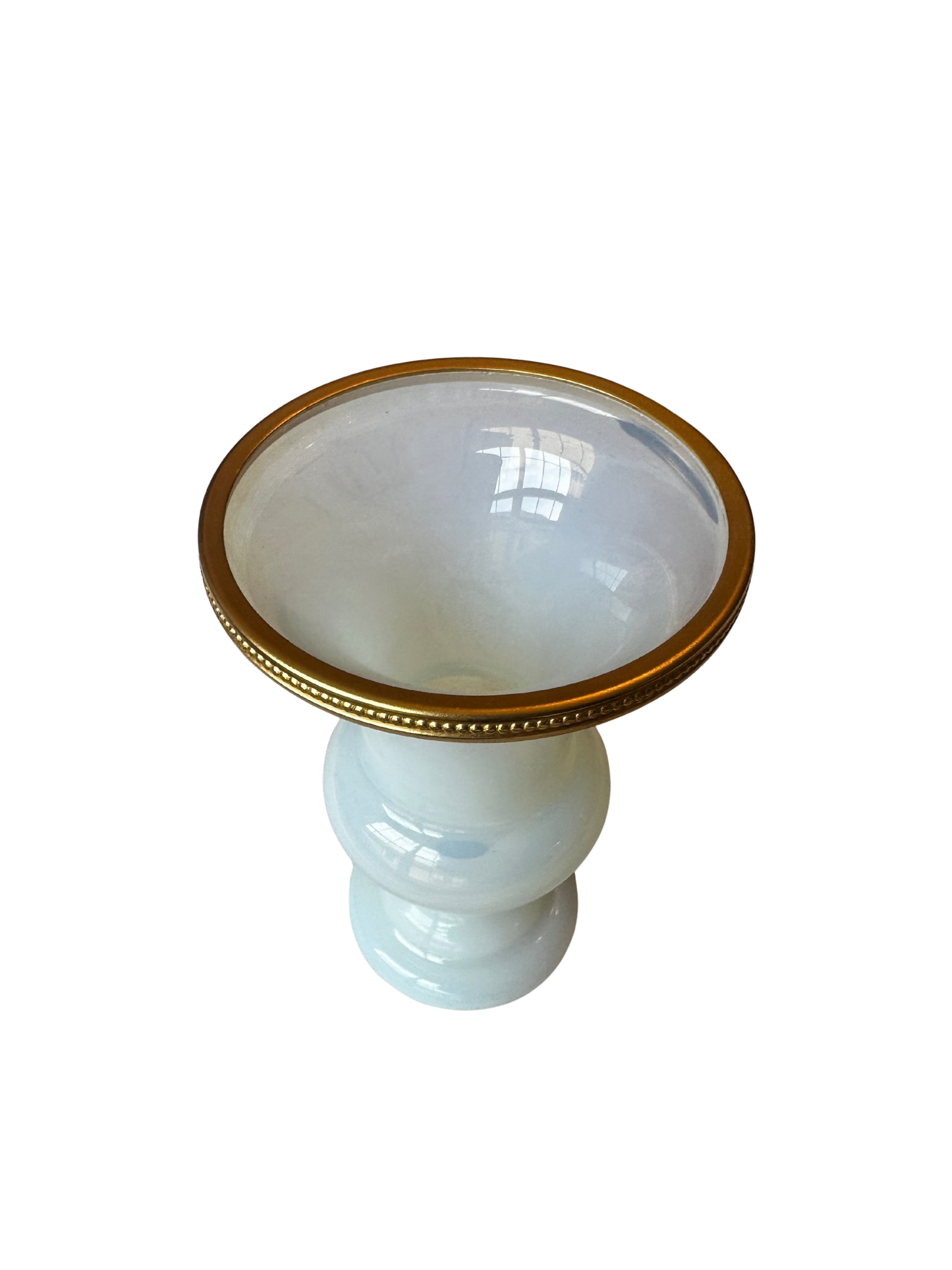 French White Opaline “Bulle de Savon” Vase with Ormolu Rim