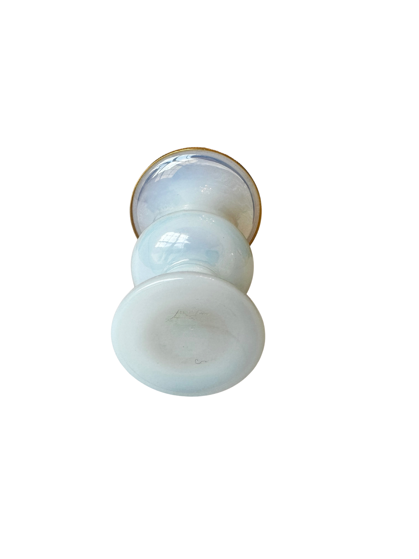 French White Opaline “Bulle de Savon” Vase with Ormolu Rim